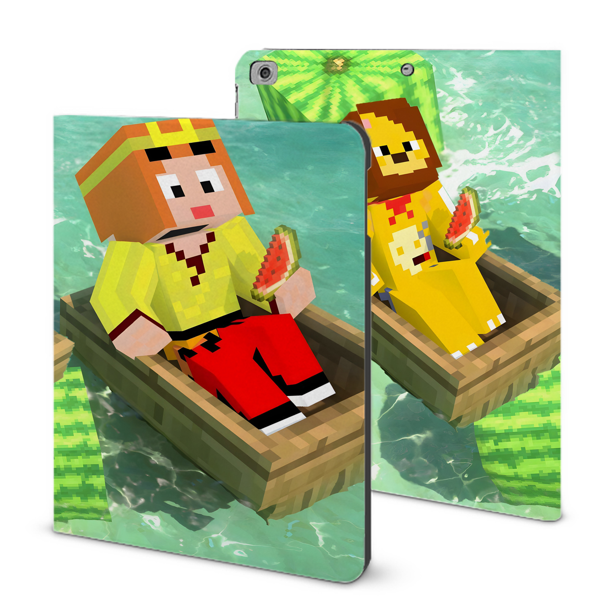 （画像用） マインクラフト ブロックの世界 Minecraft MC Block world IPad ケース ブック型 PUレザー TPU 耐衝撃 軽量 薄型 ペン収納なし 全面保護 IPad 各モデル対応